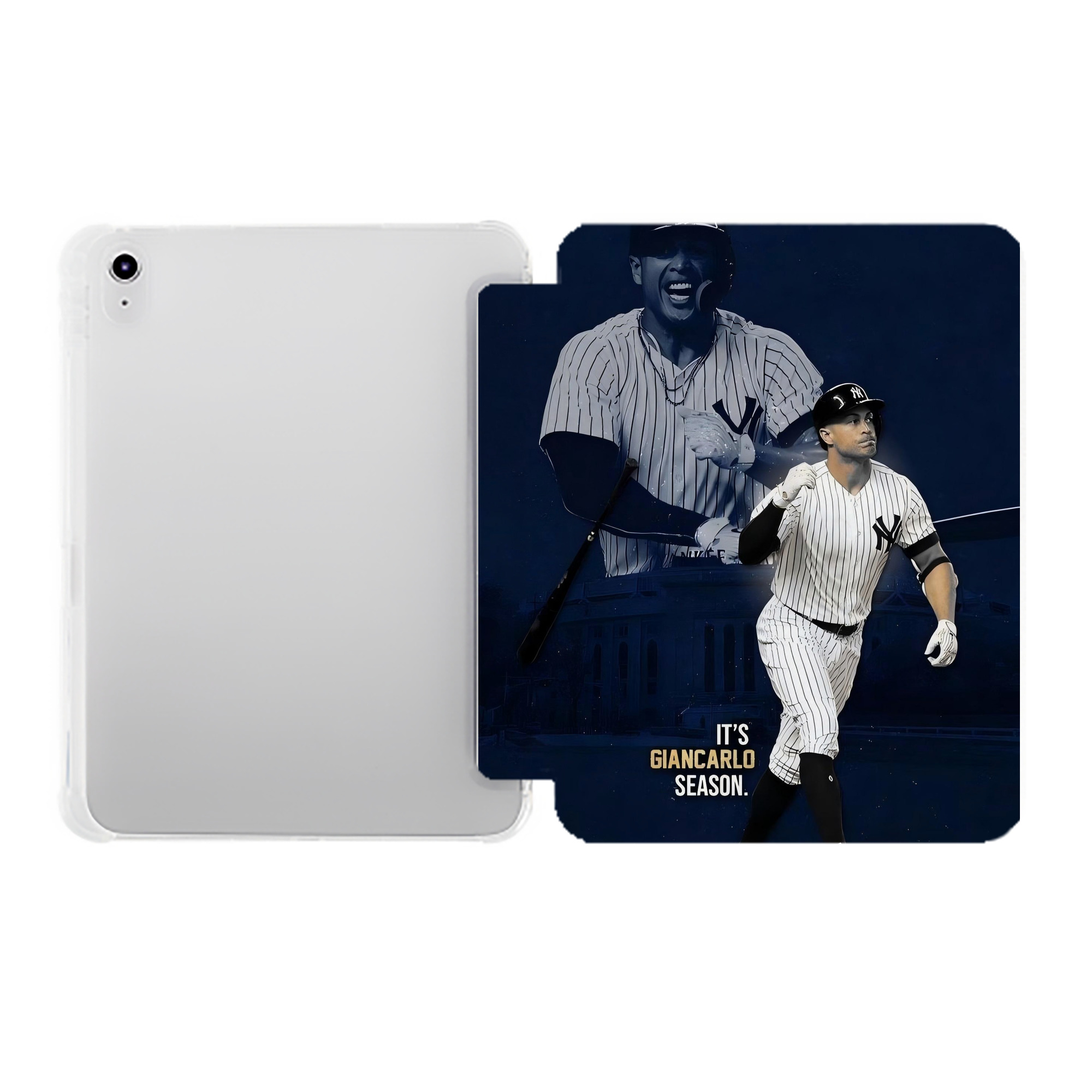 Giancarlo Stanton 29 Premium Tri-Fold PU Leather & Silicone IPad Case With Pencil Slot – Fits 9.5,10.5,10.9 – Adjustable Stand, Slim, Protective